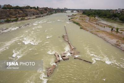 (تصاویر) وضعیت رودخانه دز در بارش‌های اخیر
