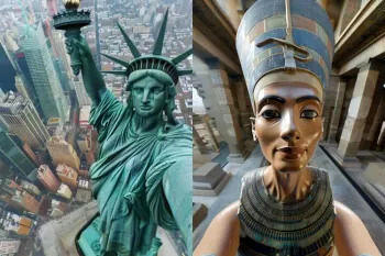 (تصاویر) وقتی مجسمه های مشهور جهان سلفی میگیرند