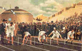 ۱۶ فروردین ـ ۵ آوریل ـ مسابقه های المپیک پس از ۱۵ قرن از سرگرفته شد ، اما تنها در قلمرو ورزش!