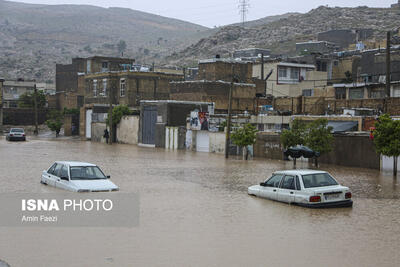 بارش باران و آب گرفتگی معابر در شیراز