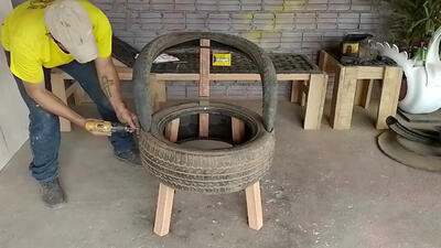 (ویدئو) روشی جالب برای ساخت صندلی با لاستیک قدیمی خودرو