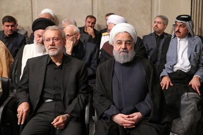 (تصویر) حضور روحانی و لاریجانی در مراسم بزرگداشت رئیس جمهور و همراهانش