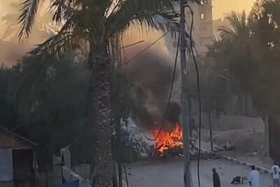 یک خودرو در النصیرات غزه از سوی اشغالگران هدف قرار گرفت+فیلم