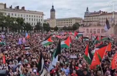 فیلم/ تجمع دیدنی امروز هزاران شهروند آزاده فرانسوی درحمایت از فلسطین