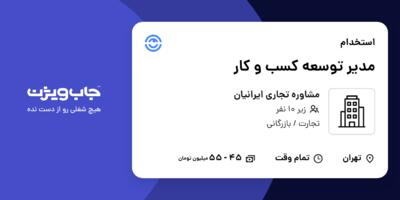 استخدام مدیر توسعه کسب و کار در مشاوره تجاری ایرانیان