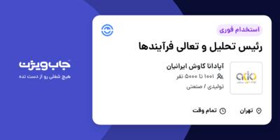 استخدام رئیس تحلیل و تعالی فرآیندها در آپادانا کاوش ایرانیان