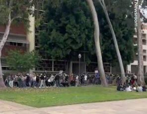 تصاویری از اعتراض دانشجویان حامی فلسطین در دانشگاه یو سی ال ای کالیفرنیا