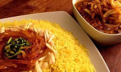 طرز تهیه شکرپلوی شیرازی با خورشت قیمه مجلسی(+عکس)