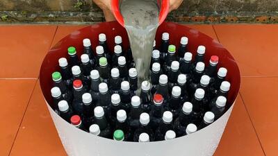 ایده سیمان و بطری بازیافتی / نحوه ساخت میز و صندلی قهوه خوری برای باغ