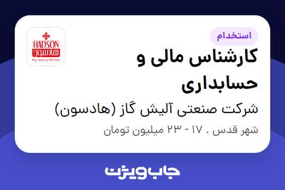 استخدام کارشناس مالی و حسابداری در شرکت صنعتی آلیش گاز (هادسون)