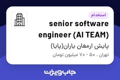 استخدام senior software engineer (AI TEAM) در پایش ارمغان یاران(پایا)