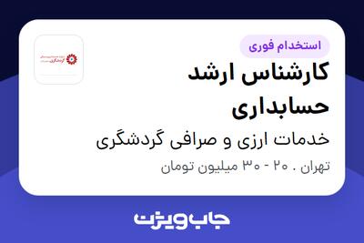 استخدام کارشناس ارشد حسابداری - آقا در خدمات ارزی و صرافی گردشگری