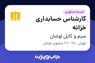 استخدام کارشناس حسابداری خزانه - خانم در سیم و کابل لوشان
