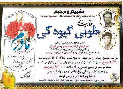 مادر ۲ شهید بروجردی آسمانی شد