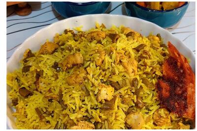 طرز تهیه لوبیا پلو شابیری با مرغ و شوید - فراشپز