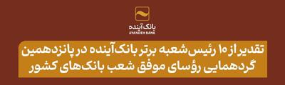 تقدیر از رؤسای 10 شعبه بانک آینده