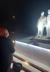 حضور ظریف در محل شهادت حاج قاسم سلیمانی در بغداد - تسنیم