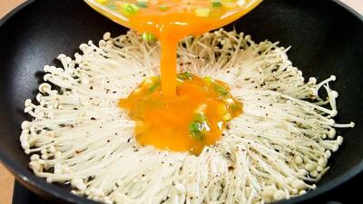 طرز تهیه تخم مرغ انوکی / املت قارچ انوکی!