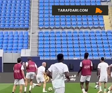 پاس گل دقیق اینیستا به اسپید در تمرینات - پارس فوتبال