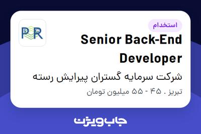 استخدام Senior Back-End Developer در شرکت سرمایه گستران پیرایش رسته