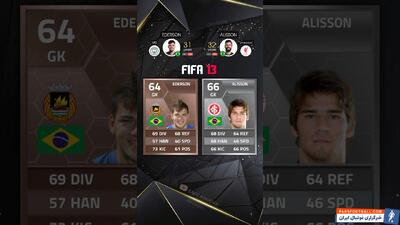 مقایسه ریتینگ ادرسون و آلیسون بکر از FIFA 13 تا FC 25 - پارس فوتبال