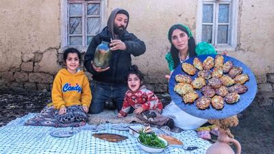 غذای روستایی در آذربایجان؛ پخت کوکوی کلم در طبیعت (فیلم)
