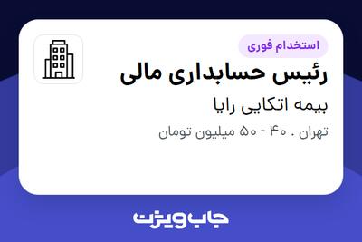 استخدام رئیس حسابداری مالی در بیمه اتکایی رایا
