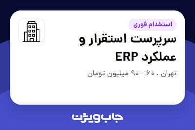 استخدام سرپرست استقرار و عملکرد ERP - آقا در سازمانی فعال در حوزه تولیدی / صنعتی