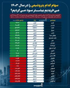 سهام کدام پتروشیمی را در سال 1403 می‌خریدیم بیشتر سود می‌کردیم؟ +اینفوگرافیک