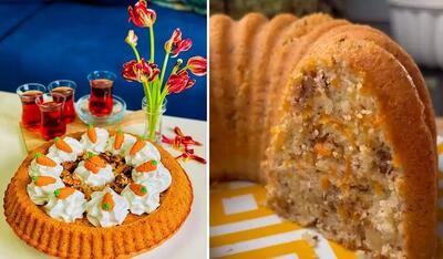 طرز تهیه کیک هویج و گردو با بهترین دستور / اینجوری بپزید پف دار و خوشمزه میشه