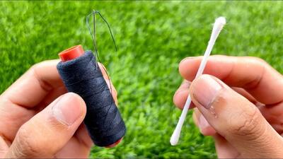 نحوه نخ کردن سوزن خیاطی با کمک یک گوش پاک کن