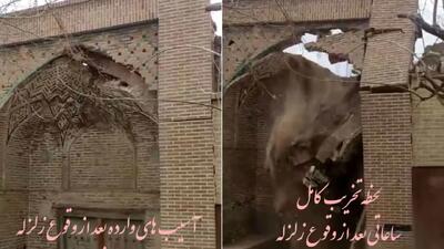سردر کاروانسرای تاریخی بازار نطنز بر اثر زلزله از بین رفت