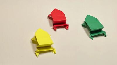 اوریگامی قورباغه جهنده / روش درست کردن قورباغه کاغذی