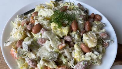 طرز تهیه سالاد لوبیا چیتی مقوی ارزان و رژیمی