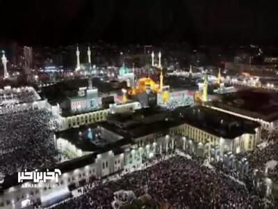 تصاویر هوایی از حضور باشکوه زائران و مجاوران در شب قدر حرم مطهر رضوی
