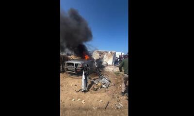 بمباران چادر آوارگان فلسطینی در شمال غرب غزه (فیلم)