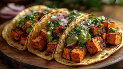 طرز تهیه یک غذای مکزیکی با سیب زمینی شیرین و آووکادو (فیلم)