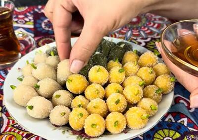 تهیه شیرینی توت بادام و پسته یک شیرینی نوستالژی / شیرینی بسیار خوشمزه توت
