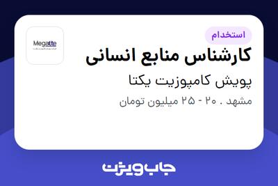 استخدام کارشناس منابع انسانی - خانم در پویش کامپوزیت یکتا