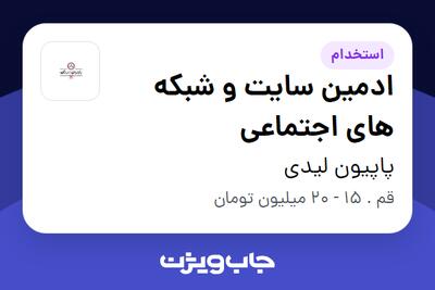 استخدام ادمین سایت و شبکه های اجتماعی - خانم در پاپیون لیدی