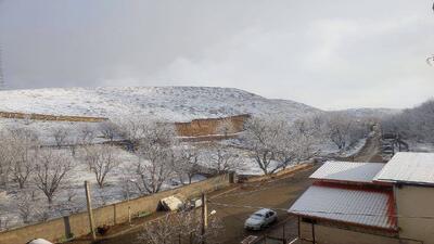 بارش برف در روستای توآباد قزوین به وقت بهار + عکس و فیلم