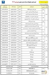 ایران خودرو لیست جدید قیمت محصولاتش را برای فروردین منتشر کرد