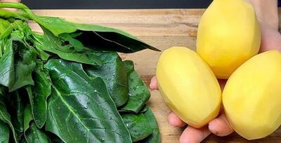 طرز تهیه غذا بدون گوشت / دستور پخت سیب‌زمینی و اسفناج مخصوص