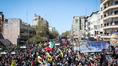 راهپیمایی روز قدس در میدان فردوسی تهران (فیلم)