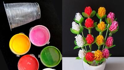 ایده های خلاقانه صنایع دستی از لیوان های پلاستیکی / ساخت گل رنگی رنگی