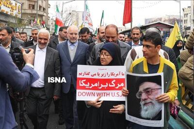 حضور قالیباف در راهپیمایی روز قدس در تهران