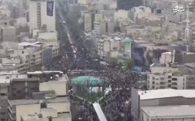 فیلم/ تصویر هوایی از لبیک مردم تهران به راهپیمایی روز قدس
