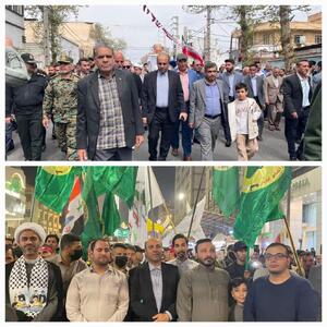 عکسی ازحضورعباسی معاون استاندار تهران در مراسم راهپیمایی روز قدس در ورامین و کربلا