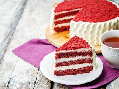طرز تهیه کیک ردولوت ؛ یک قرمز جذاب ساده و راحت در فر و قابلمه - فراشپز