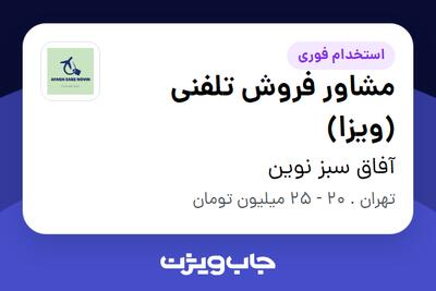 استخدام مشاور فروش تلفنی (ویزا) - خانم در آفاق سبز نوین